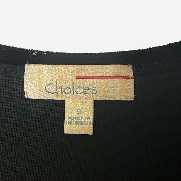 Choices Black Velvet 2 Piece Top Skirt Set Dress Small Rhinestones Embroidered - Picture 7 of 10